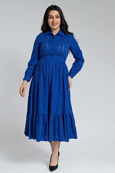 Nichii Women's Midi Dress with Long Sleeve and Hollow Out Waist Design