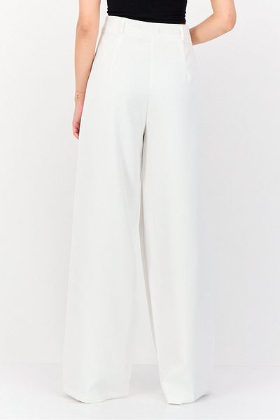 Archive Design Studio Women Regular Fit Wide Leg Solid Pants, Ivory