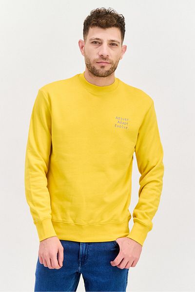 DRT Men Crew Neck Long Sleeves Graphic Sweatshirt, Yellow