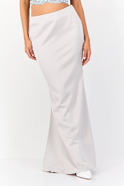 Archive Design Studio Women Solid Maxi Skirt, Silver