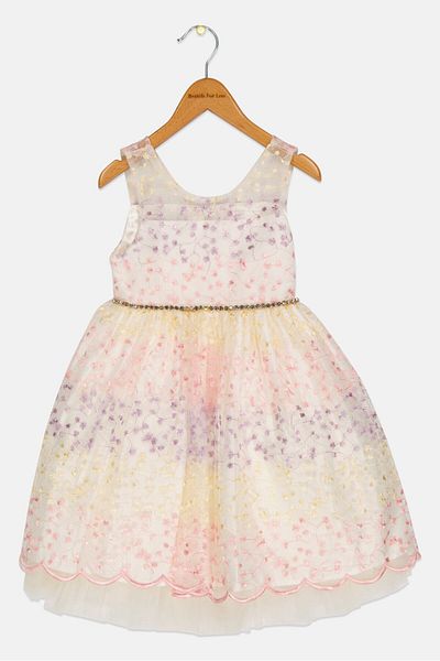 Couture Princess Kids Girl Embroidered Flare Dress, Multicolor