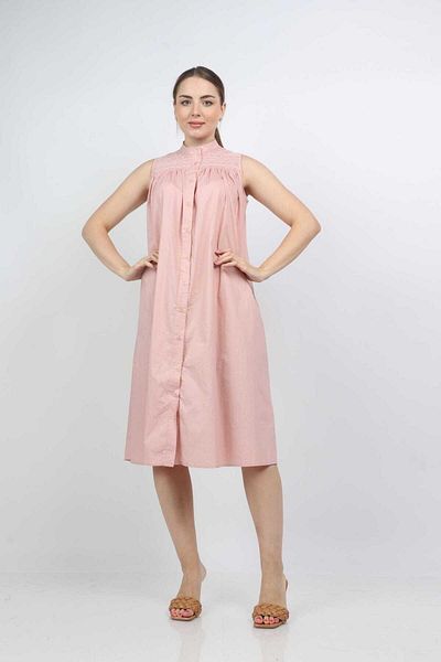 Nichii Women's Short Loose Dress with Buttoned Front and No Sleeves