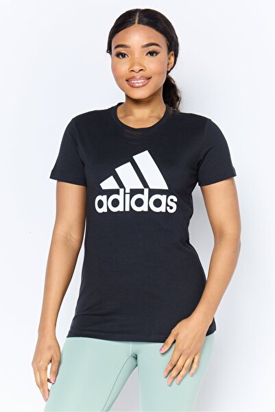 adidas تي شيرت نسائي رياضي بأكمام قصيرة مناسب للخارج، أسود