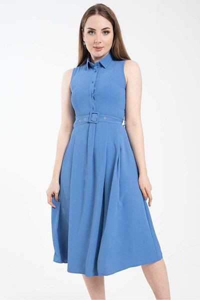 Nichii Women's Sleeveless Midi Dress with Front Buttons