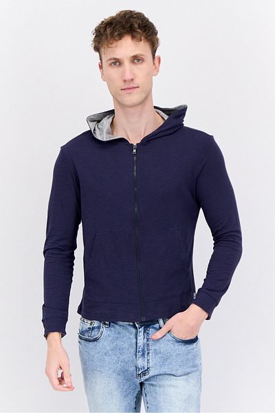 Jaxson Maximus Men Hooded Brand Logo Long Sleeves Sweatshirt, Navy Blue