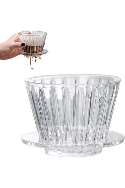 INVEIN B75 Crystal Coffee Dripper for Brewing Coffee - 75° Angled Coffee Dripper for Perfect Extraction