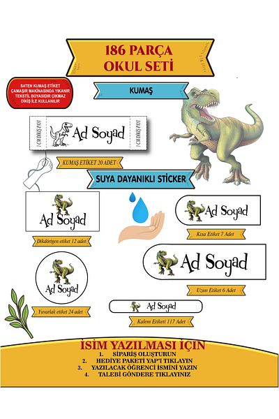 murat etiket School Label Pen Label Clothing Label T.Rex