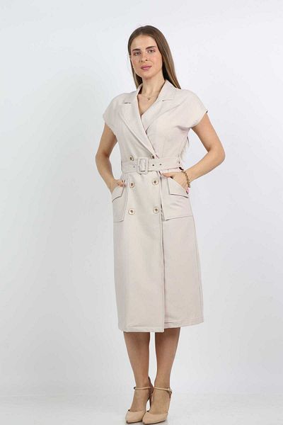 Nichii Midi Blazer Dress with Pockets and Short Sleeves