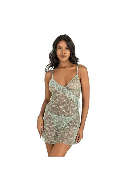 MİRALİVE Marsilyan- Water Green Short Tulle Nightgown 4221
