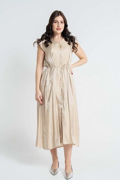 Nichii Short Sleeve Midi Dress with Front Buttons