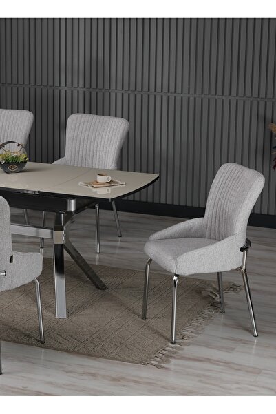 Sar Pakete Venüs Delta Serisi, Lak Panel Masa Takımı – 6 Sandalyeli 170x90 cm Şık Yemek Masası