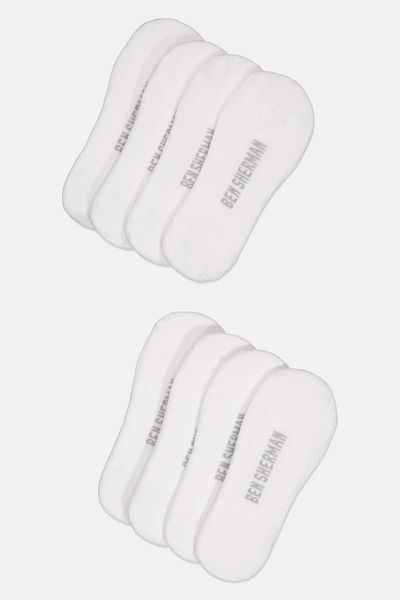 Ben Sherman Men 8 Pairs Brand Logo No Show Cut Socks, White