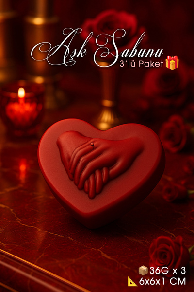 FANTASTİK SANAT ATÖLYESİ 3'lü Afro Kokulu Kalp Şeklinde Aşk Temalı El Sabunu ...