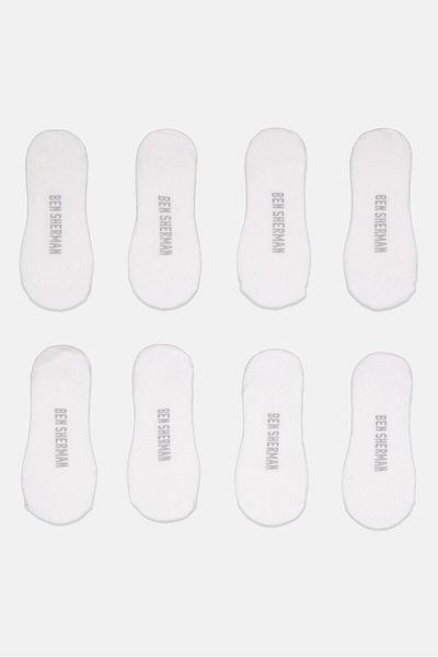 Ben Sherman Men 8 Pairs Brand Logo No Show Cut Socks, White