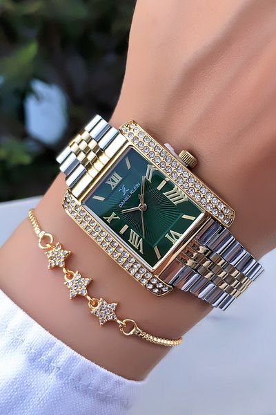 Daniel Klein Women's Wristwatch Original 3Atm Waterproof Stone Green Dial Bracelet Gift