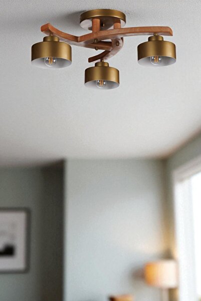 Lumexx WESTON 3 LÜ NATUREL METAL BAŞLIKLI PLOFONYER AVİZE