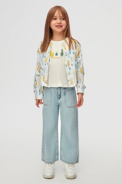nk kids Nk Ki̇ds 38543 Girl's Ecru-Blue Sharp Jacket