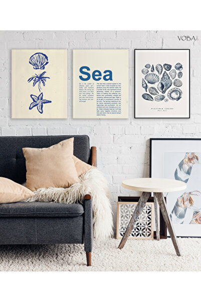 VOBA STORE Комплект от 3 броя морски MDF рамки за снимки