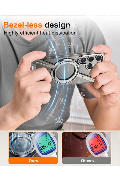 Generic Z Case for Samsung Galaxy S24 Ultra with Magsafe Kickstand 360° Rotatable Bezelless Metal