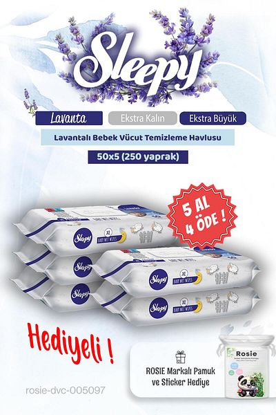 Sleepy Buy 5 Pay 4 Lavender Baby Body Cleansing Wipes 50's and Rosie Cotton