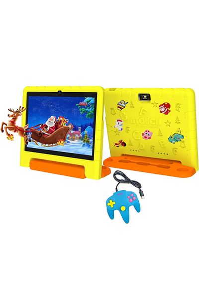 A ATAB Interactive tablet for children with silicone case, 10.1 Inch, Android 12.0, 8 GB RAM, 256 GB ROM