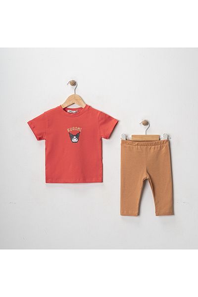 MK Mukko Kids Girls' Kuromi Printed Basic Seasonal/Summer Leggings T-Shirt Bottom Top Set