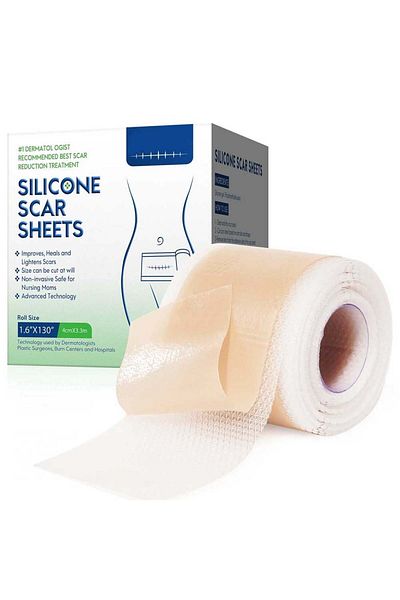 NOVA KISS Rolă de pansament pentru cicatrici din silicon medical premium, reutilizabilă, 4 cm x 3,3 m