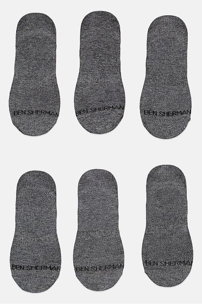 Ben Sherman Men 6 Pairs Brand Logo No Show Liner Socks, Black