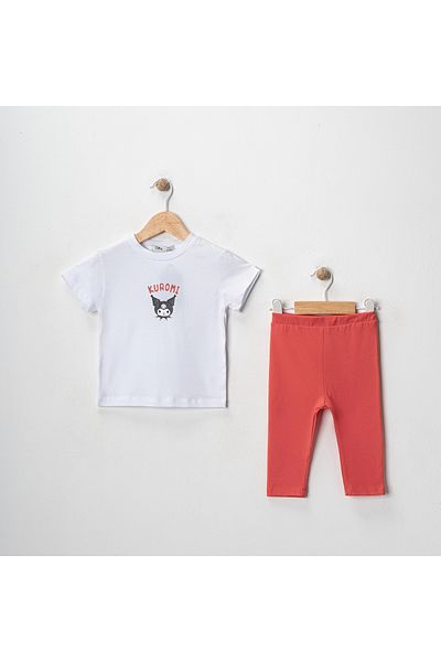 MK Mukko Kids Girls' Kuromi Printed Basic Seasonal/Summer Leggings T-Shirt Bottom Top Set