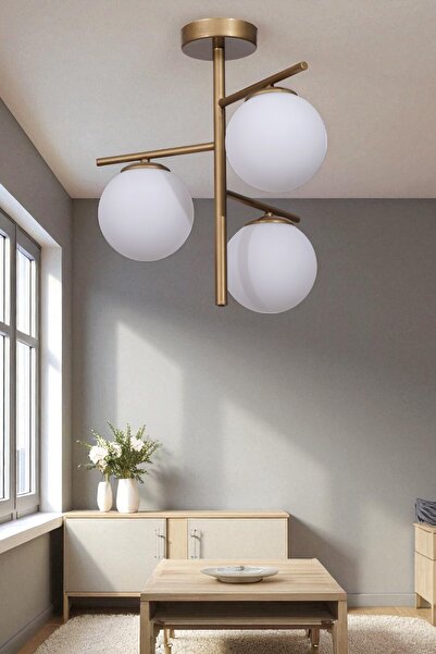 Lumexx TERRA 3 LÜ ESKİTME BEYAZ CAMLI PLAFONYER AVİZE