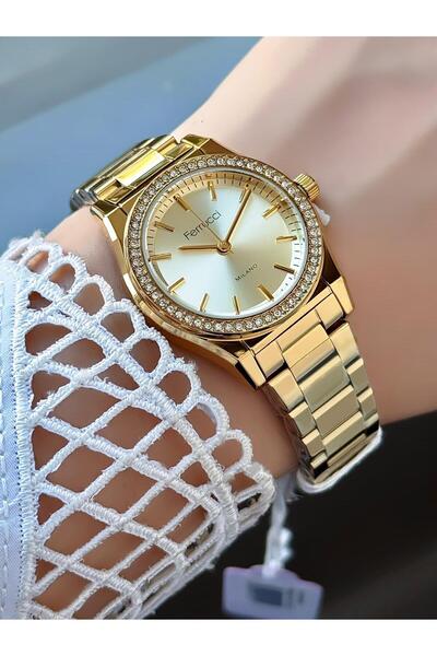 Ferrucci Milano Women's Watch – Stone Decorated Bezel, Gold Metal Cord