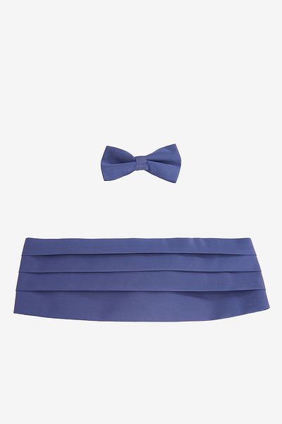 ALTINYILDIZ CLASSICS Men's Navy Blue Satin Bow Tie & Belt Set
