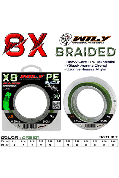 Wily Pars 8-шаровий волосінь 300 м зелений 0,14