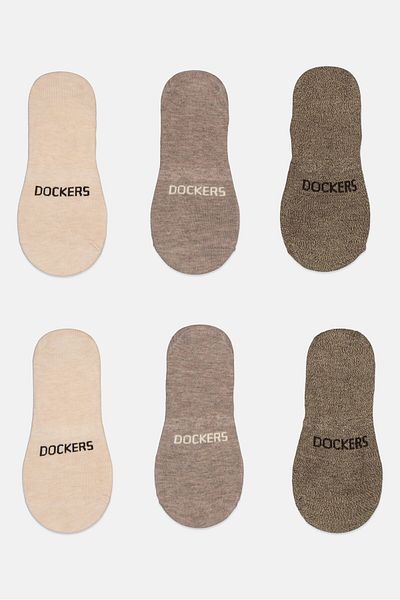 Dockers Men 6 Pairs Brand Logo Silicone Heel Socks, Multicolor
