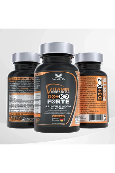 Boost4Life Vitamin PREMIUM D3 + K2 Forte, Boost4Life, MGCaps®, Greencaps 60 capsule vegane