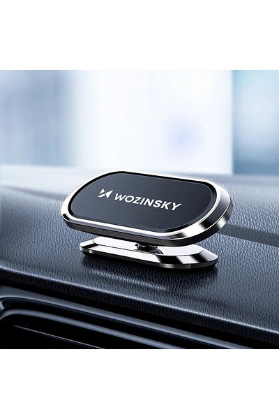 WOZINSKY Suport magnetic autoadeziv, rotativ la 360°, argintiu, pentru bordul mașinii