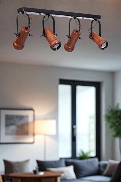 Lumexx PASCAL 4 LÜ SIRALI CEVİZ PLAFONYER AVİZE