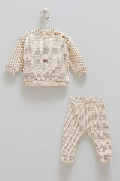 Caramell Baby Waffle Fabric Set of 2 (Sweatshirt and Pants Set) Comfortable and Stylish (3-18 Months)
