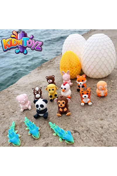 kidntoyz Mega Wiggle Animal Set – 14-Piece Mini Animal Toys + Surprise Eggs