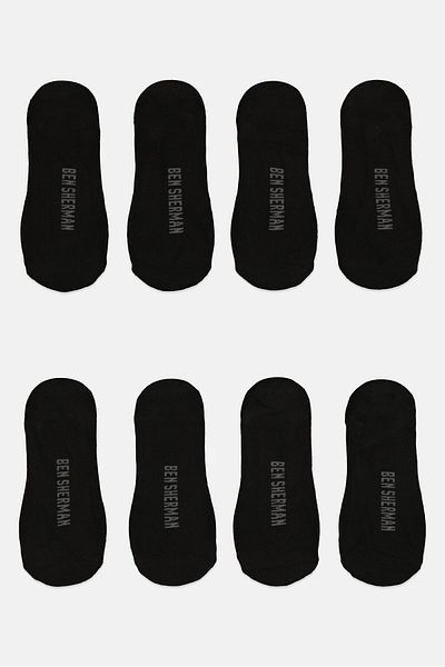 Ben Sherman Men 8 Pairs Brand Logo No Show Cut Socks, Black