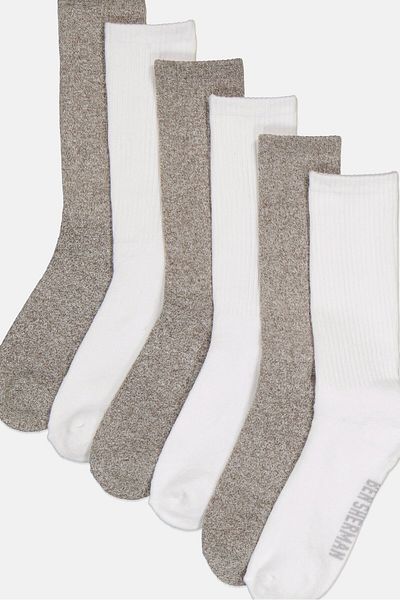 Ben Sherman Men 6 Pairs Brand Logo Crew Cut Socks, Multicolor