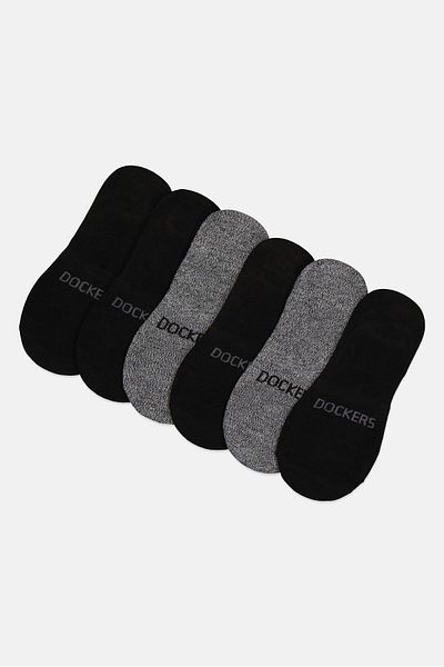 Dockers Men 6 Pairs Brand Logo Silicone Heel Grip Socks, Multicolor