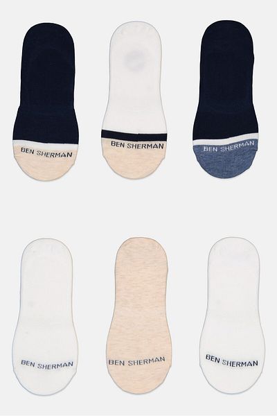 Ben Sherman Men 6 Pairs Brand Logo No Show Socks, Multicolor