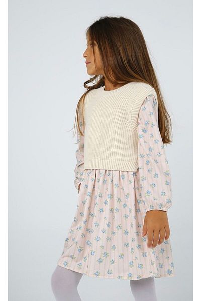HÇ Hülya Çelik KİDSWEAR 2018 Girl's Knitted Detailed Floral Seasonal Dress