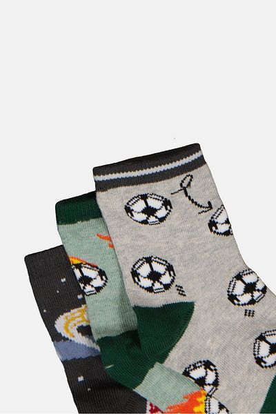 RBX Toddlers Boy 3 Pairs Allover Print Crew Socks, Multicolor