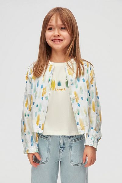 nk kids Nk Ki̇ds 38543 Girl's Ecru-Blue Sharp Jacket