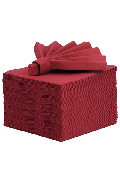 AIRLAID Burgundy Color Fabric Textured Napkin 40X40 1/4 50 Pack