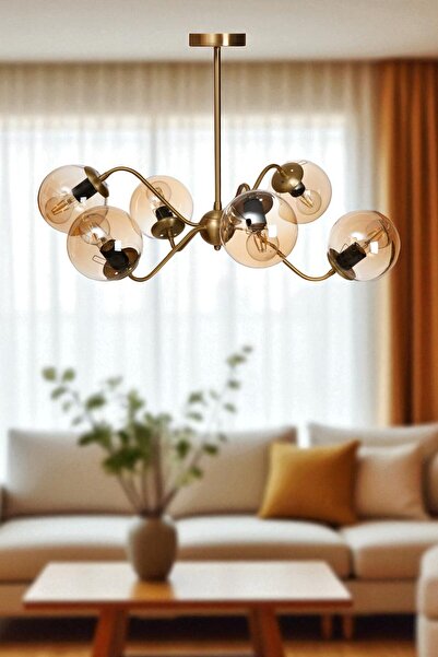 Lumexx YENİ AHTAPOT 6 LI ESKİTME BAL CAMLI AVİZE