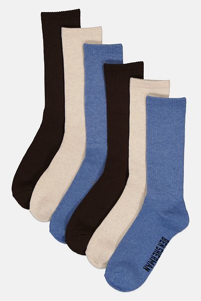 Ben Sherman Men 6 Pairs Brand Logo Crew Cut Socks, Multicolor