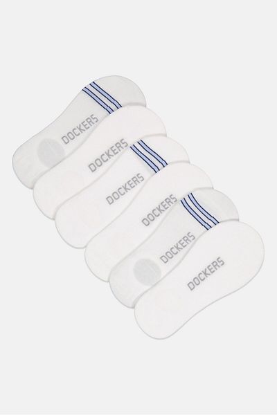 Dockers Men 6 Pairs Brand Logo Silicone Heel Grip Socks, White